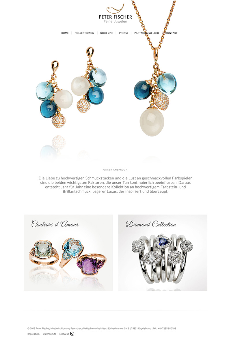 Website Peter scher Juwelen Startseite
